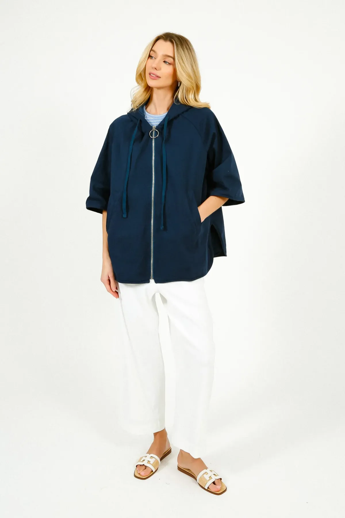 Tinsels Alba Rainy Zip Up in Navy