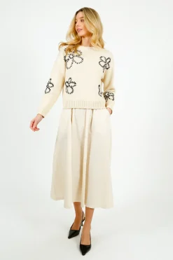 Tinsels Alex Paper Cotton Skirt in Cream