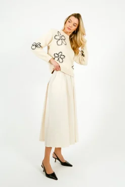 Tinsels Alex Paper Cotton Skirt in Cream