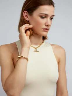 Tilly Sveaas TS Gold T-Bar Curb Link Necklace 40cm