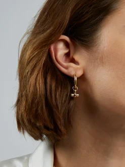 Tilly Sveaas TS Small Gold Hoop T-Bar Earrings