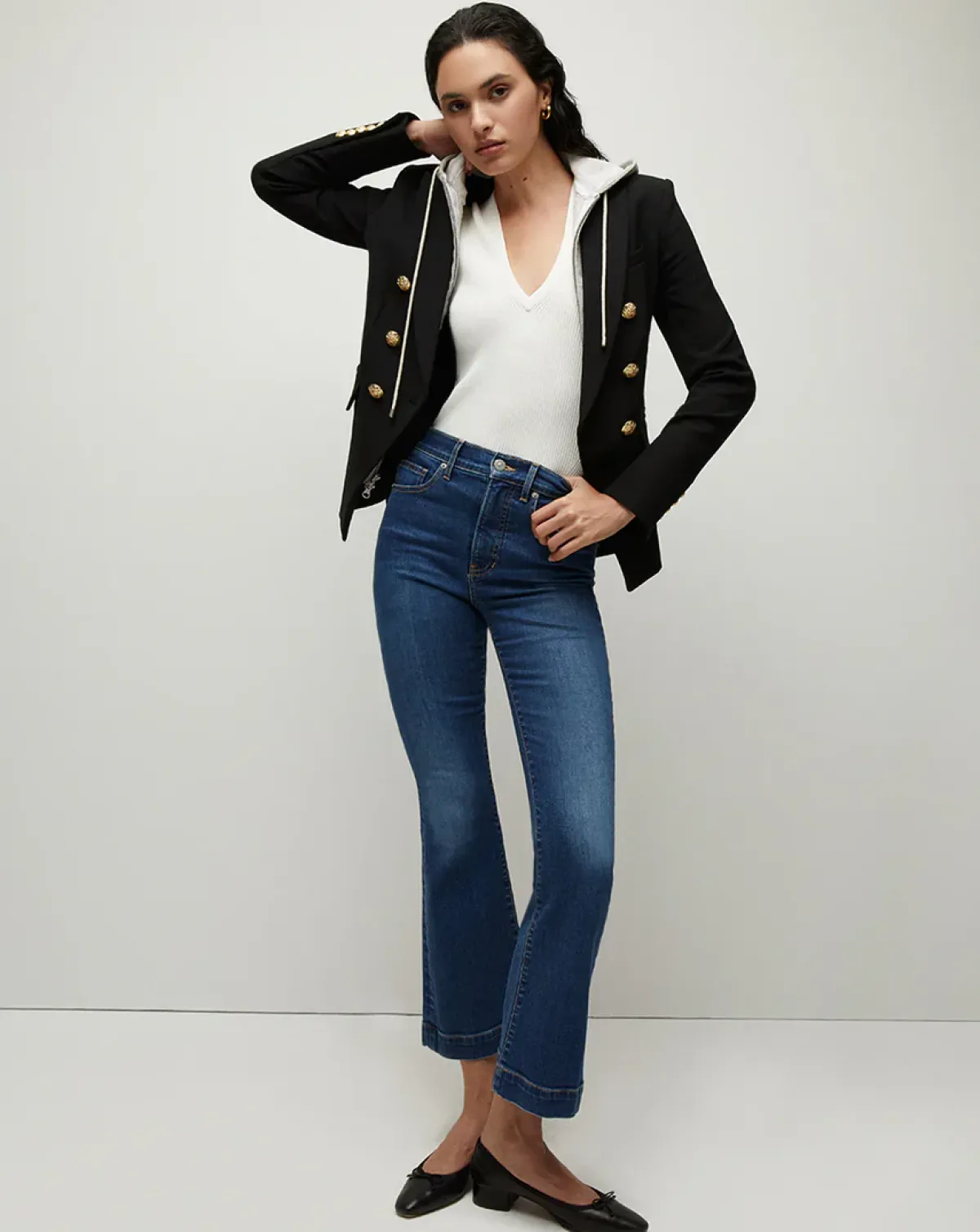 Veronica Beard VB Miller Dickey in Black with Gold Button