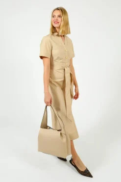 Veronica Beard VB Tabby Midi Dress in Stone Khaki