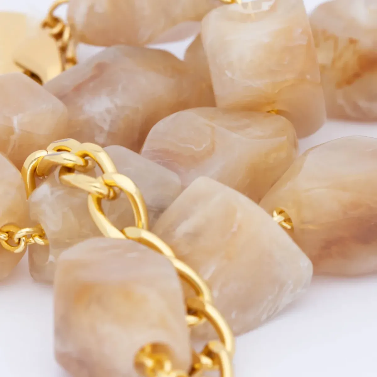 Vanessa Baroni VBARONI Stone Shaped Necklace in Honey Marble