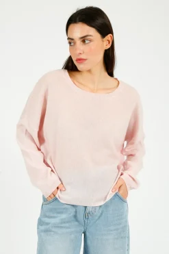 VK Cashmere VK Agatha Crew Neck in Misty Pink