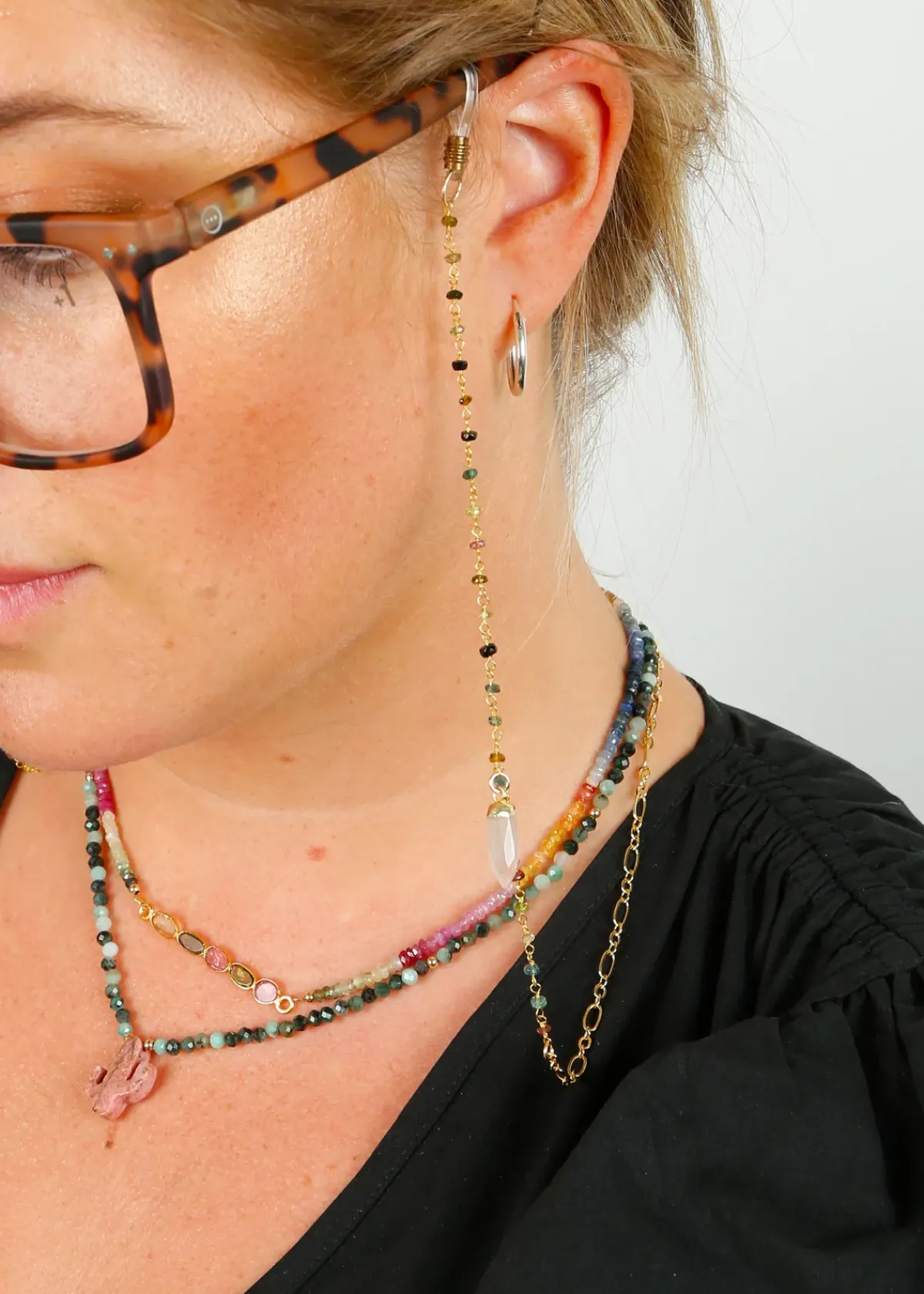 Zoi Les Bains Glasses Chains, Tourmaline, Moon, Snake